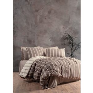 Lenjerie de pat dubla, Jamira - Brown, Cotton Box, 85% bumbac / 15% poliester imagine