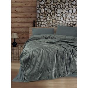 Lenjerie de pat dubla, Flossy - Grey, Cotton Box, Policoton imagine