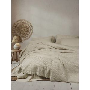 Lenjerie de pat dubla, Sungai - Beige, Cotton Box, 60% bumbac/40% poliester imagine