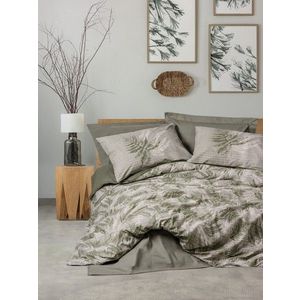 Lenjerie de pat pentru o persoana, Frond - Khaki, Cotton Box, Bumbac Ranforce imagine