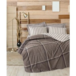 Lenjerie de pat pentru o persoana, Caldo - Brown, Cotton Box, 50% bumbac / 50% poliester imagine
