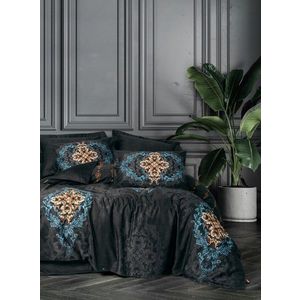 Lenjerie de pat dubla, Dorhan - Black, Cotton Box, Bumbac Satinat imagine