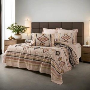 Cuvertura matlasata dubla, Felix - Tile Red, Cotton Box, 50% bumbac / 50% poliester imagine