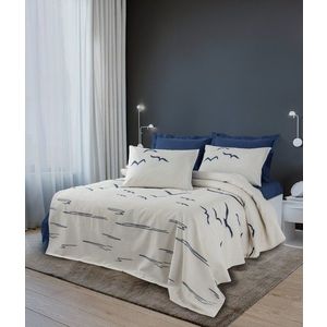 Cuvertura matlasata dubla, Larum - Dark Blue, Cotton Box, 50% bumbac / 50% poliester imagine