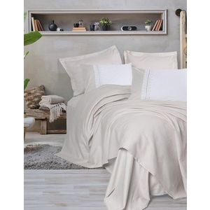 Set cuvertura pique dubla, Chaste - Stone, Cotton Box, Bumbac imagine