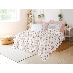 Set cuvertura pique dubla, Alvin - Salmon, Cotton Box, Poliester imagine