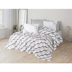 Set cuvertura pique dubla, Eldon - Grey, Cotton Box, Poliester imagine