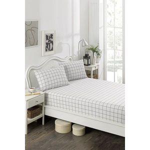Set de pat dublu (cearceaf cu elastic si perne) 3 piese, Artus - Grey, Eponj Home, 65% bumbac/35% poliester imagine