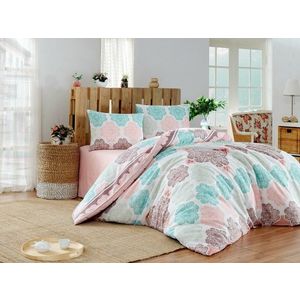Lenjerie de pat dubla, Andalucia - Turquoise, EnLora Home, 65% bumbac/35% poliester imagine
