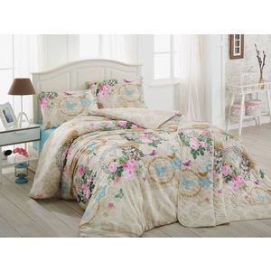 Lenjerie de pat dubla, Angel - Beige, EnLora Home, 65% bumbac/35% poliester imagine