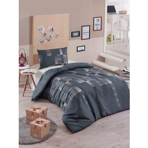 Lenjerie de pat pentru o persoana, Trace - Anthracite, Eponj Home, 65% bumbac/35% poliester imagine