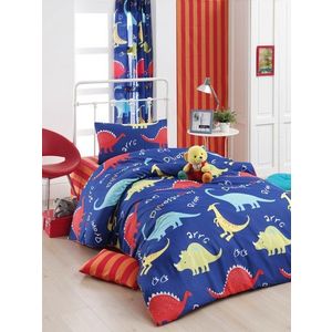 Lenjerie de pat pentru o persoana, Dinazorus - Blue, EnLora Home, 65% bumbac/35% poliester imagine