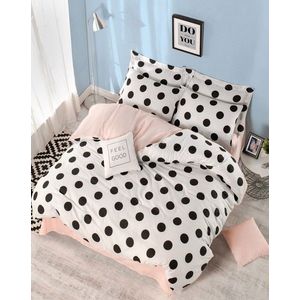Lenjerie de pat pentru o persoana, Mixpuan - White, Salmon, Eponj Home, 65% bumbac/35% poliester imagine