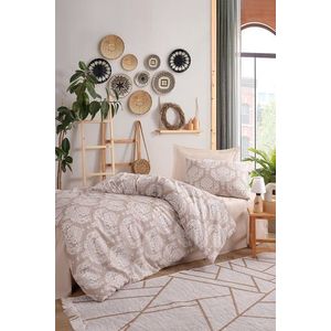 Lenjerie de pat pentru o persoana, Post - Brown, Eponj Home, 65% bumbac/35% poliester imagine