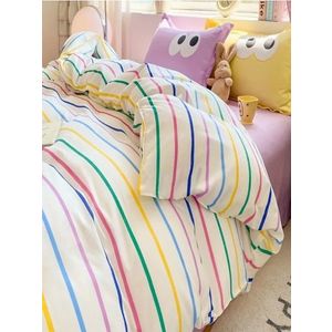 Lenjerie de pat dubla, Funny - Yellow, Lilac, Eponj Home, 65% bumbac/35% poliester imagine