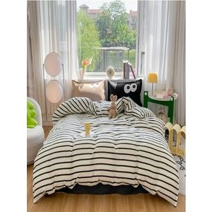 Lenjerie de pat dubla, Funny - Black, Brown, Eponj Home, 65% bumbac/35% poliester imagine