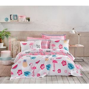 Set cuvertura pique dubla, Kokteyl - White, EnLora Home, Bumbac imagine