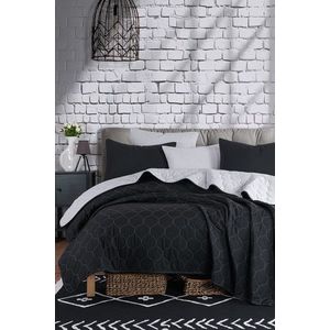 Set cuvertura de pat dubla 3 piese, Solid - Black, Grey, Eponj Home, 65% bumbac/35% poliester imagine