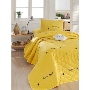Set cuvertura Single 160x220 cm, 2 piese, Dide - Yellow, Eponj Home, 65% bumbac/35% poliester imagine