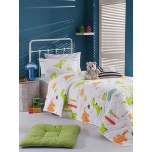 Set cuvertura Single 160x220 cm, 2 piese, Dinolar - White, Eponj Home, 65% bumbac/35% poliester imagine