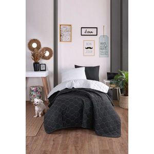 Set cuvertura Single 160x220 cm, 2 piese, Solid - Black, Grey, Eponj Home, 65% bumbac/35% poliester imagine