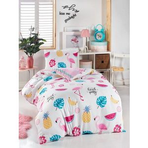 Lenjerie de pat pentru o persoana 2 piese, Kokteyl, EnLora Home, 65% bumbac/35% poliester imagine