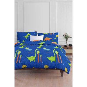 Lenjerie de pat pentru o persoana 2 piese, Dinolar - Dark Blue, Eponj Home, 65% bumbac/35% poliester imagine