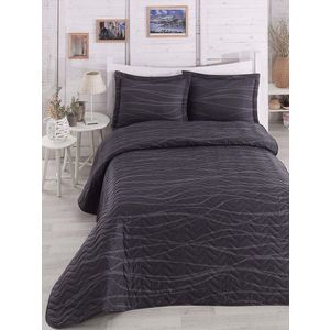 Set cuvertura matlasata dubla 3 piese, Verda - Grey, EnLora Home, 65% bumbac/35% poliester imagine