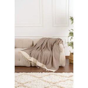 Cuvertura de pat, Baliksirti - Light Brown, PestemalLand, 90% bumbac / 10% poliester imagine