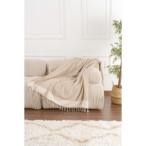 Cuvertura de pat, Baliksirti - Beige, PestemalLand, 90% bumbac / 10% poliester imagine