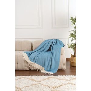 Cuvertura de pat, Baliksirti - Turquoise, PestemalLand, 90% bumbac / 10% poliester imagine