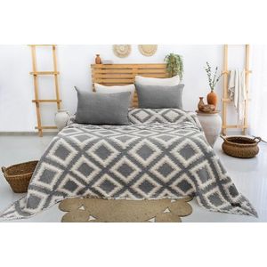Set cuvertura pique dubla, Sonia - Anthracite, Şaheser, 70% bumbac/30% poliester imagine