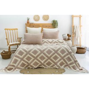 Set cuvertura pique dubla, Sonia - Beige, Şaheser, 70% bumbac/30% poliester imagine