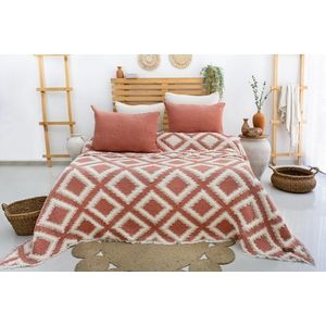 Set cuvertura pique dubla, Sonia - Tile Red, Şaheser, 70% bumbac/30% poliester imagine