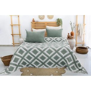 Set cuvertura pique dubla, Sonia - Green, Şaheser, 70% bumbac/30% poliester imagine