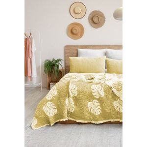 Set cuvertura pique dubla, Forest - Yellow, Şaheser, 70% bumbac/30% poliester imagine