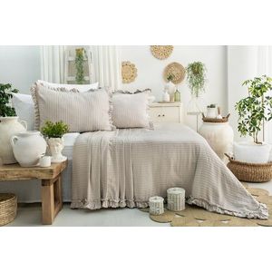 Set cuvertura pique dubla, Martha - Beige, Şaheser, Bumbac imagine