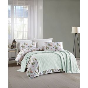Set cuvertura pique dubla, Zigzag - Mint, Şaheser, Bumbac imagine