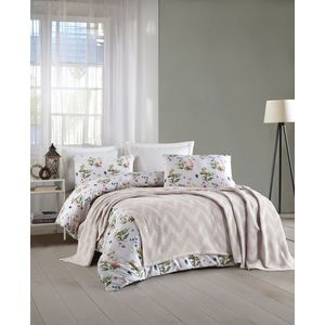 Set cuvertura pique dubla, Zigzag - Light Grey, Şaheser, Bumbac imagine
