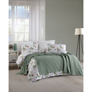 Set cuvertura pique dubla, Zigzag - Green, Şaheser, Bumbac imagine