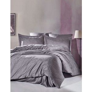 Lenjerie de pat dubla, Lucio - Dark Grey, Şaheser, Bumbac Satinat imagine