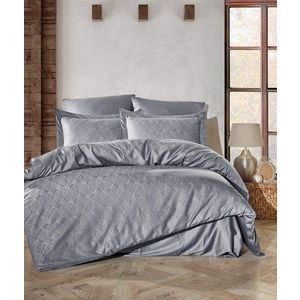 Lenjerie de pat dubla, Harley - Dark Grey, Şaheser, Bumbac Satinat imagine