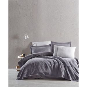 Set cuvertura de pat dubla 3 piese, Tarte - Grey, Şaheser, Bumbac imagine