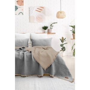 Set cuvertura de pat dubla 3 piese, Alda - Grey, Şaheser, 70% bumbac/30% poliester imagine