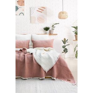 Set cuvertura de pat dubla 3 piese, Alda - Dusty Rose, Şaheser, 70% bumbac/30% poliester imagine