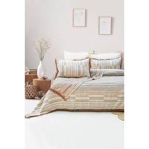 Set cuvertura pique dubla, Lia - Tile Red, Şaheser, Bumbac imagine