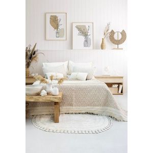 Set cuvertura de pat dubla 3 piese, Milena - Beige, Şaheser, Bumbac imagine