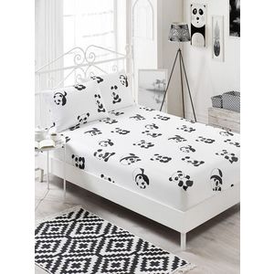 Set de pat dublu (cearceaf cu elastic si perne) 3 piese, Panda, Eponj Home, 65% bumbac/35% poliester imagine