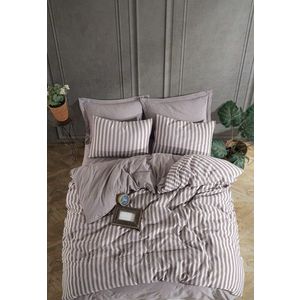 Lenjerie de pat dubla, Road Potlu - Brown, EnLora Home, 70% bumbac/30% poliester imagine