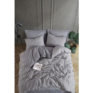 Lenjerie de pat dubla, Road Potlu - Black, EnLora Home, 70% bumbac/30% poliester imagine